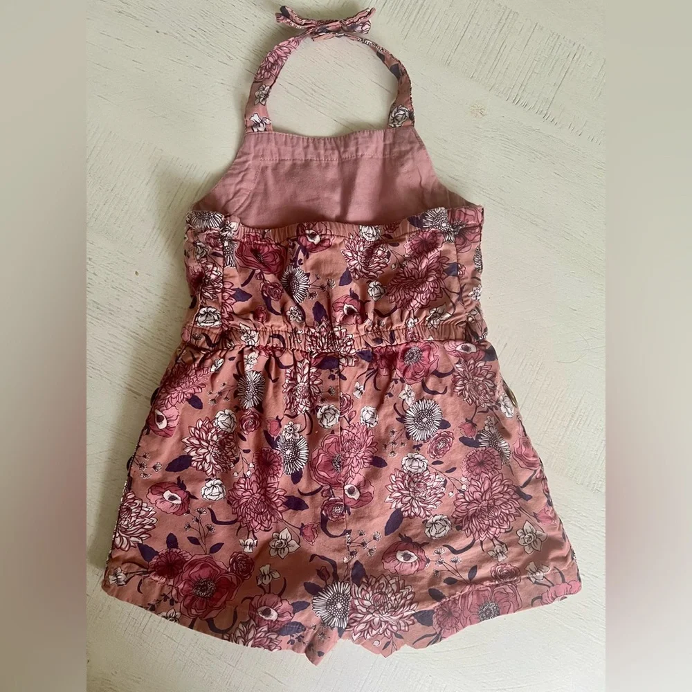 Emma’s Garden Floral Pink Halter Romper - Picture 2 of 5
